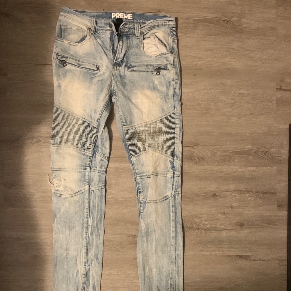 Preme Light Blue Slim Straight Jeans for Men